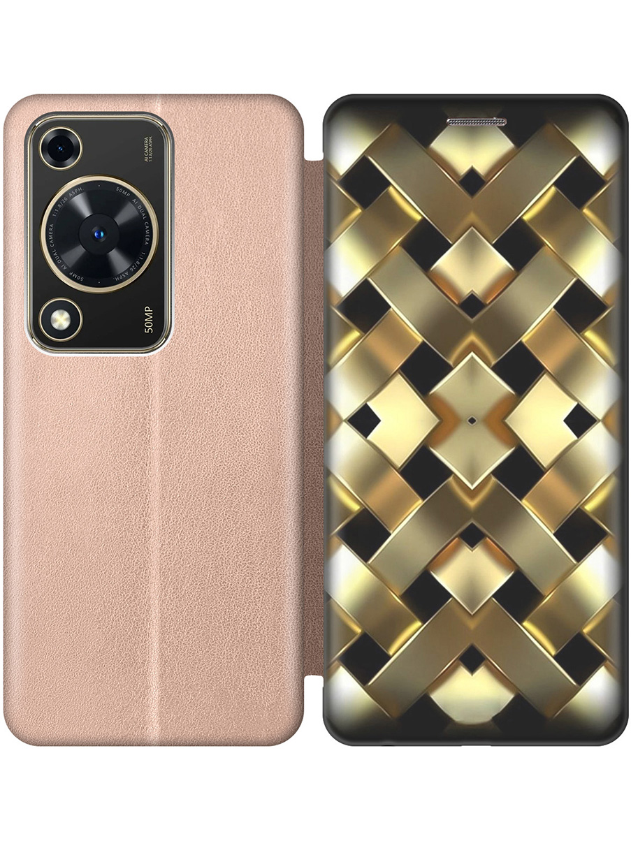 

Чехол-книжка на Huawei nova Y72 с принтом "Плетение золота" золотой, Золотистый;черный, 785977831