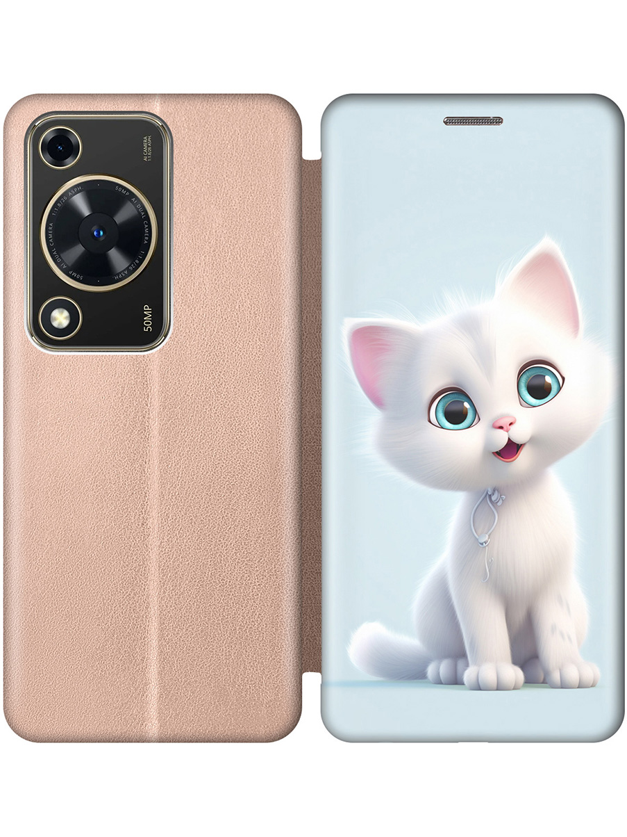 

Чехол-книжка на Huawei nova Y72 с принтом "Глазастый котик" золотой, Золотистый;голубой;белый, 785977811