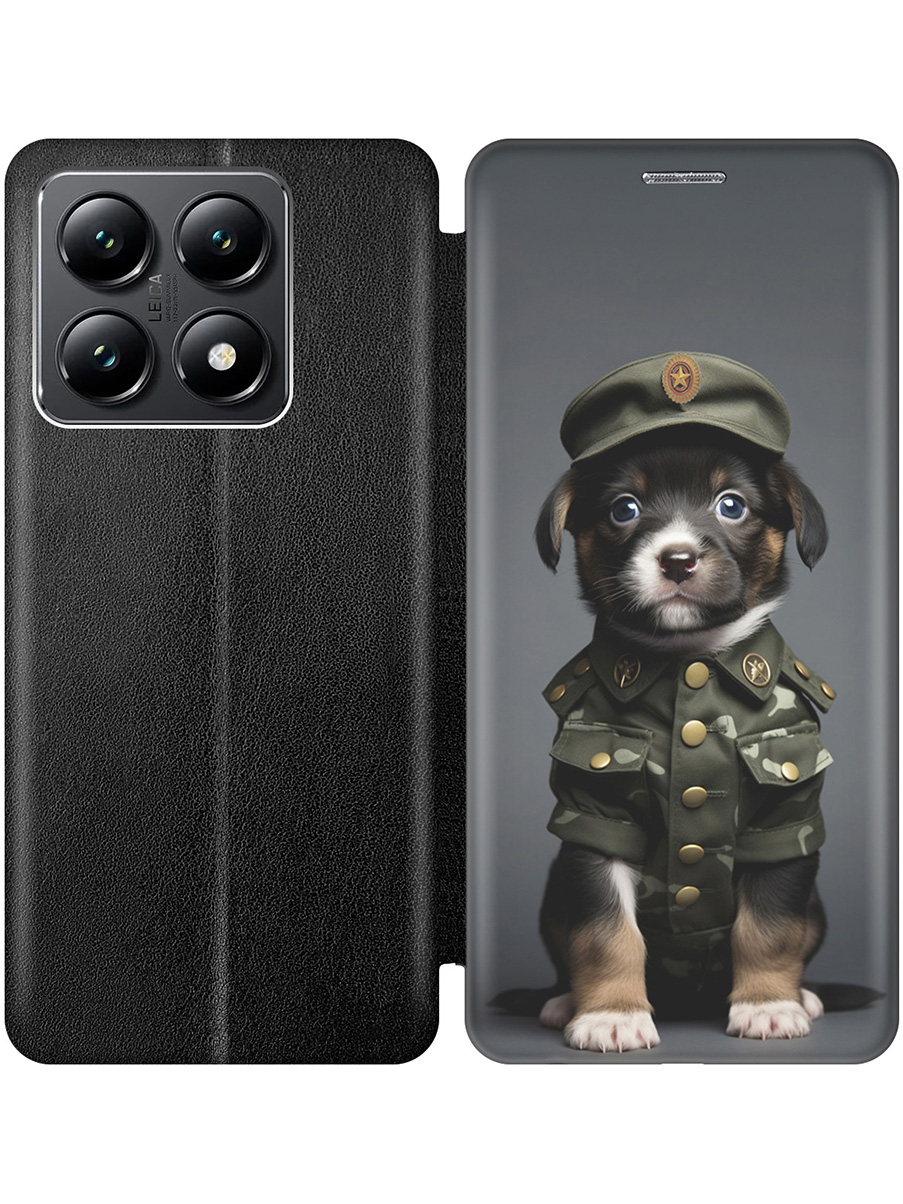 

Чехол-книжка на Xiaomi 14T с принтом "Щенок-военный" черный, Черный;зеленый, 785978411