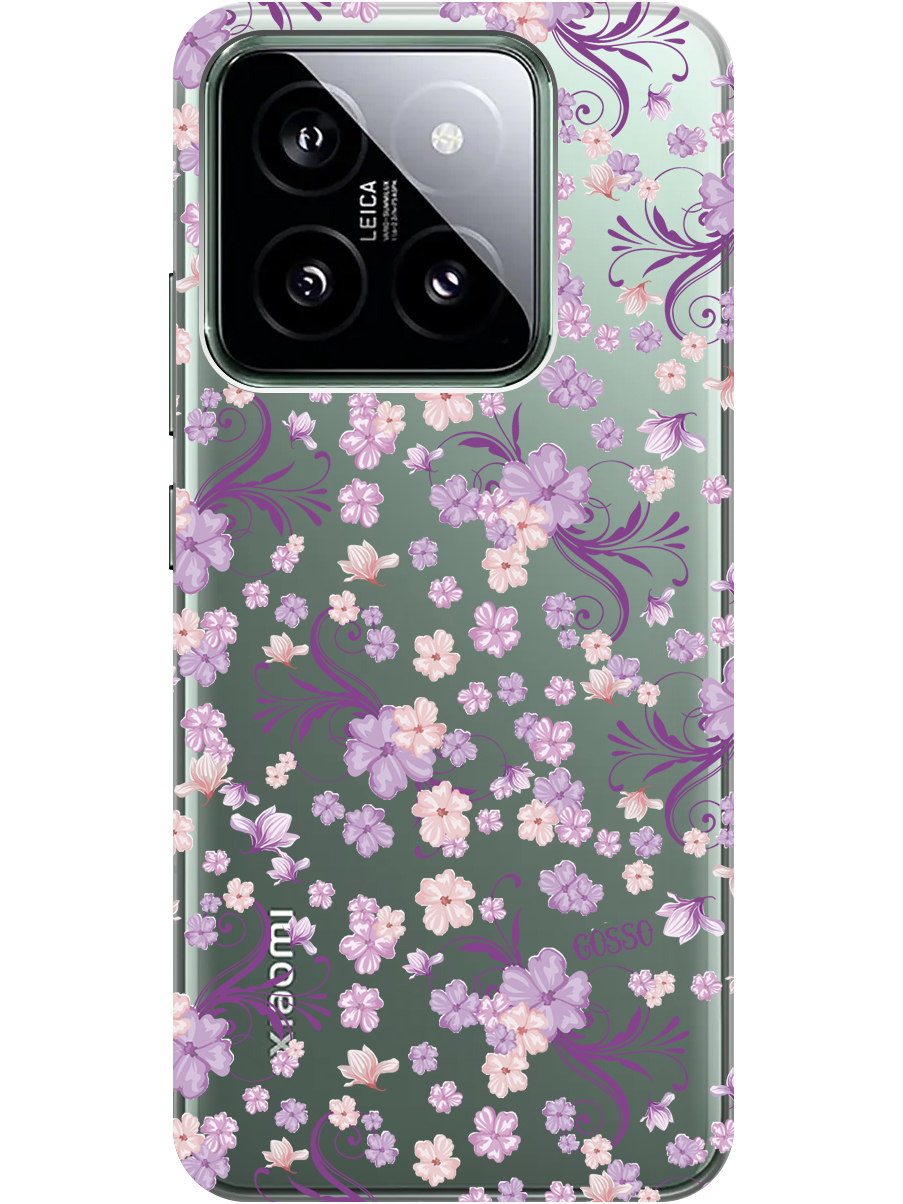 

Силиконовый чехол на Xiaomi 14 с рисунком "Lilac Flowers" прозрачный, Прозрачный;фиолетовый, 20012082