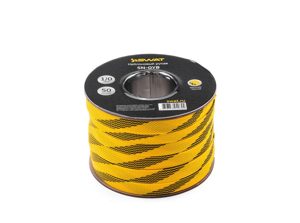 фото Incar нейлоновая защитная оболочка (змейка) для кабеля 4ga, желто-черный, 50м swat sn-4yb incar (intro)