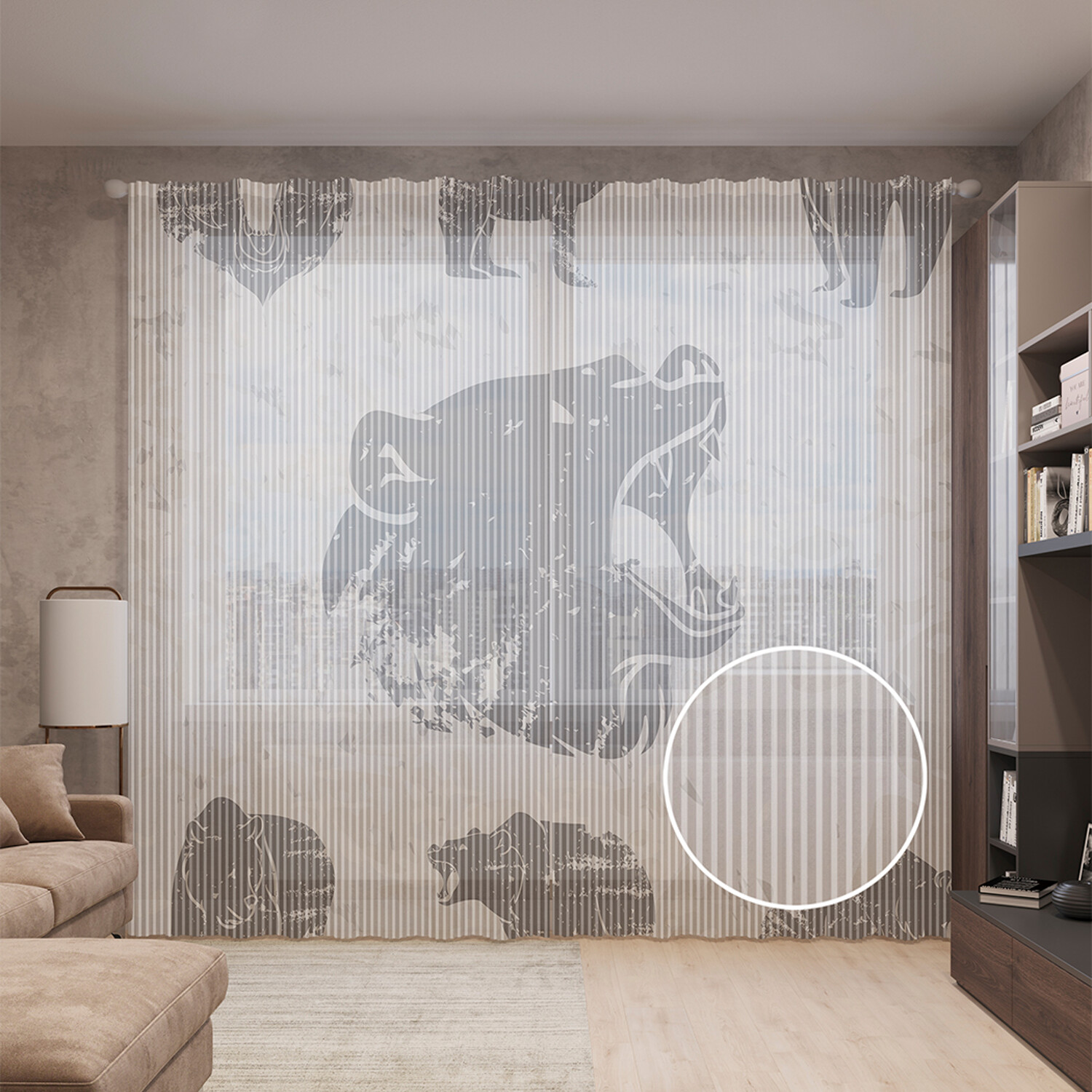 

Тюль вуаль на шторной ленте с принтом JoyArty "Портреты медведя", 310х265 см, Портреты медведя