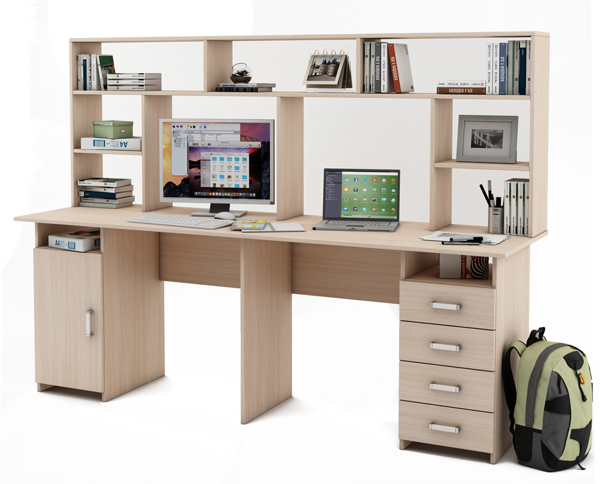 

Письменный стол Лайт-13 с надстройкой-Дуб-молочный, Письменный стол Лайт-13 с надстройкой