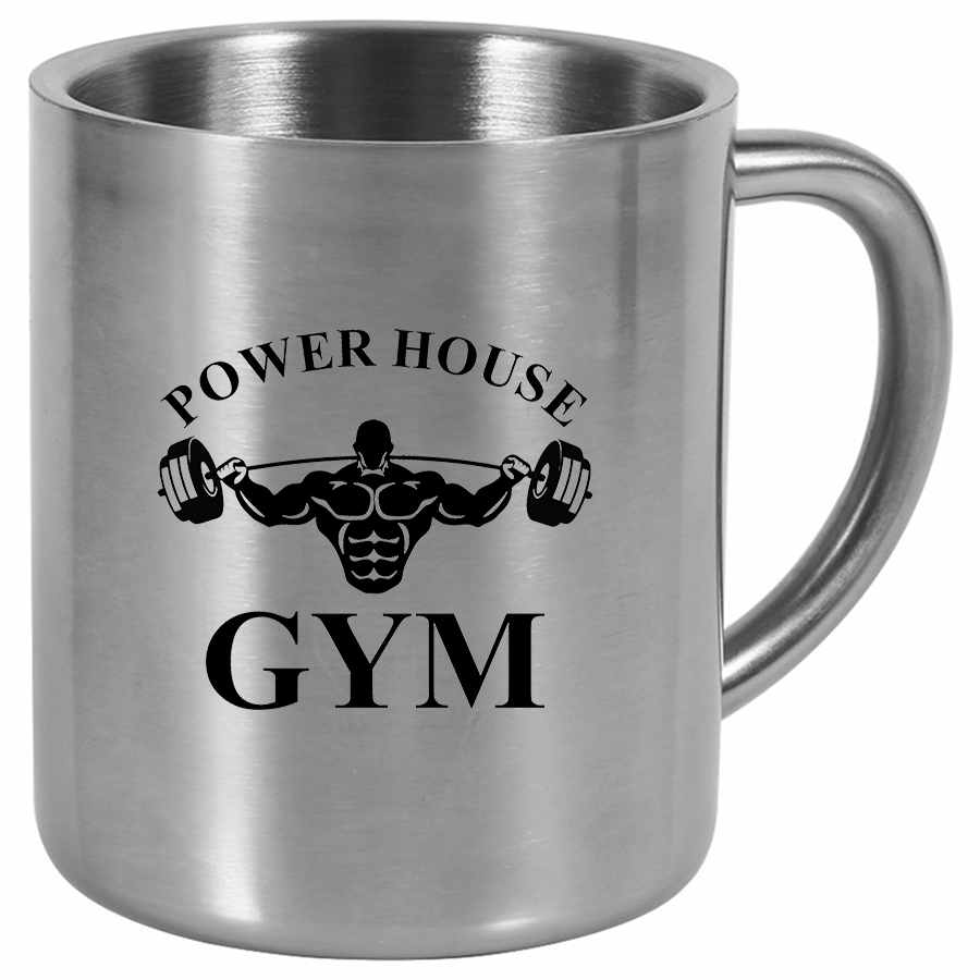 фото Металлическая кружка drabs power house gym, мужик со штангой