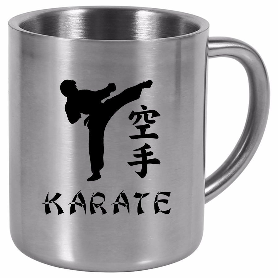 фото Металлическая кружка drabs karate - черный силуэт