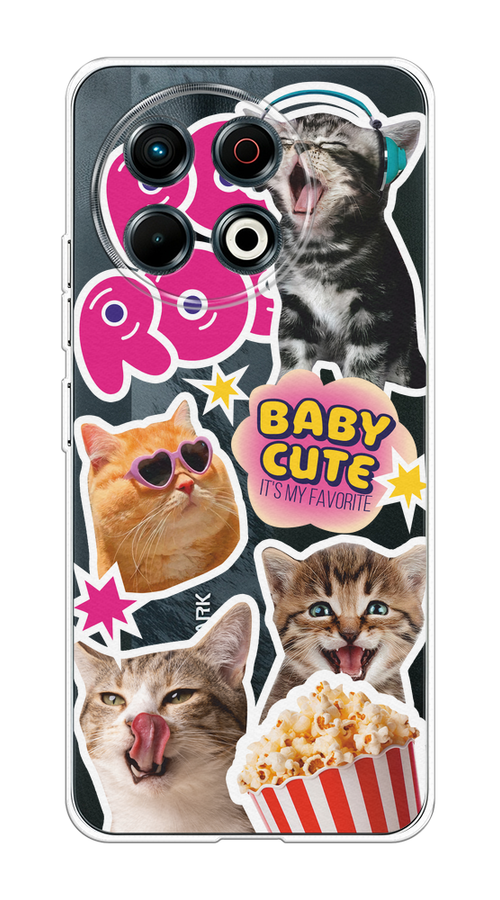 

Чехол на Tecno Spark 30 Pro "Popcorn cats", Серый;коричневый;розовый, 309850-1