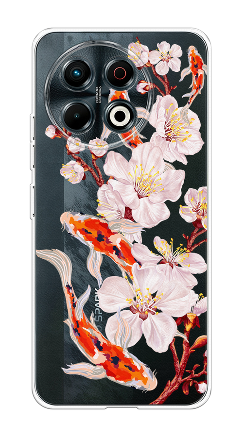 

Чехол на Tecno Spark 30 Pro "Карпы и сакура", Оранжевый;розовый;бежевый;прозрачный, 309850-1