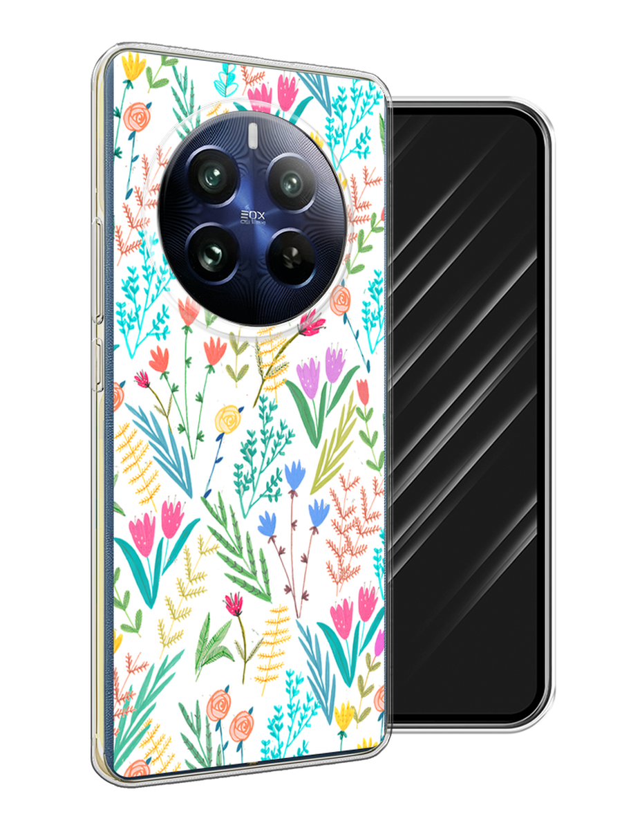 

Чехол Awog на Realme 12 Pro "Полевые цветы рисунок", Белый;зеленый, 2516150-1