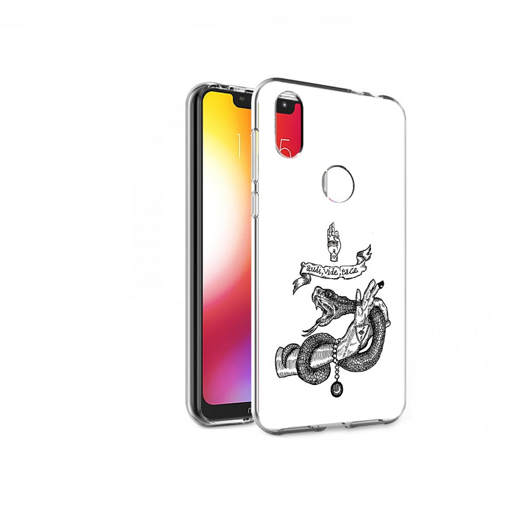 

Чехол MyPads Tocco для Motorola One змея на руке рисунок (PT126881.369.366), Прозрачный, Tocco