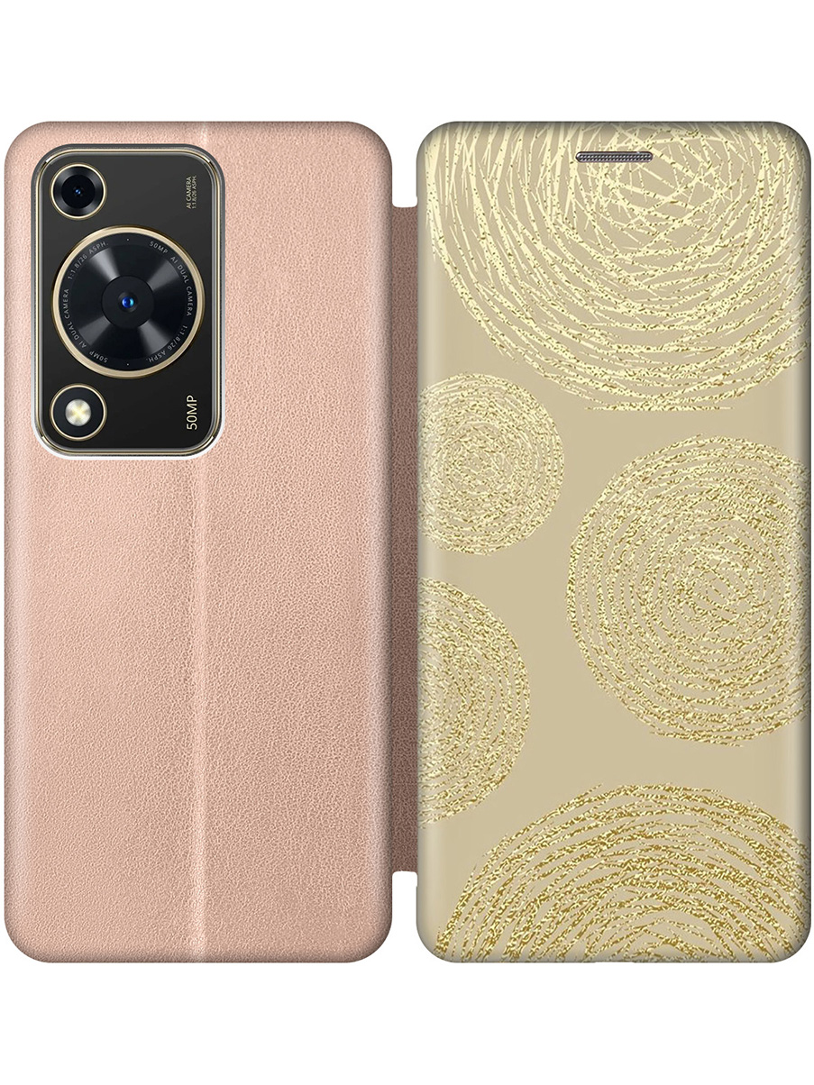 

Чехол-книжка на Huawei nova Y72 с принтом "Золотые круги" золотой, Золотистый, 785977831