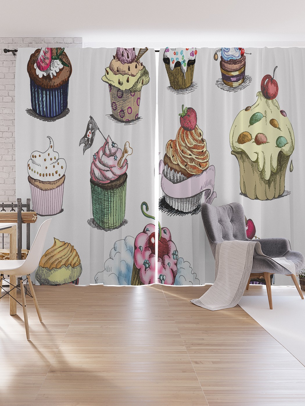 

Шторы под лён JoyArty "Пирожное с кремом", серия Oxford DeLux, 340х265 см, Пирожное с кремом