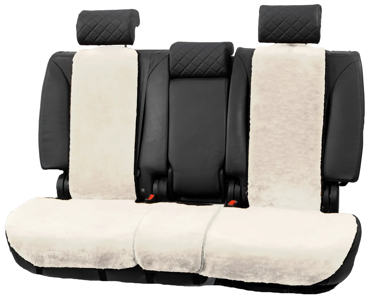 

TROKOT /Комплект меховых накидок на задние сиденья автомобиля Белый