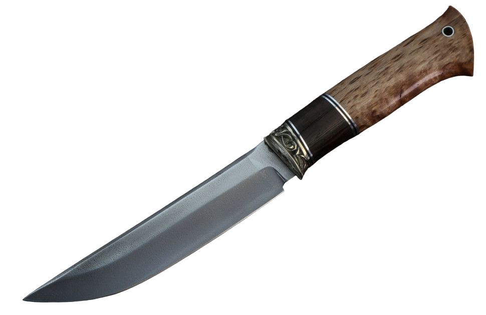 Окские Ножи  Ласка (ХВ5 кованая, стабилизированная карелка, граб, мельхиор)