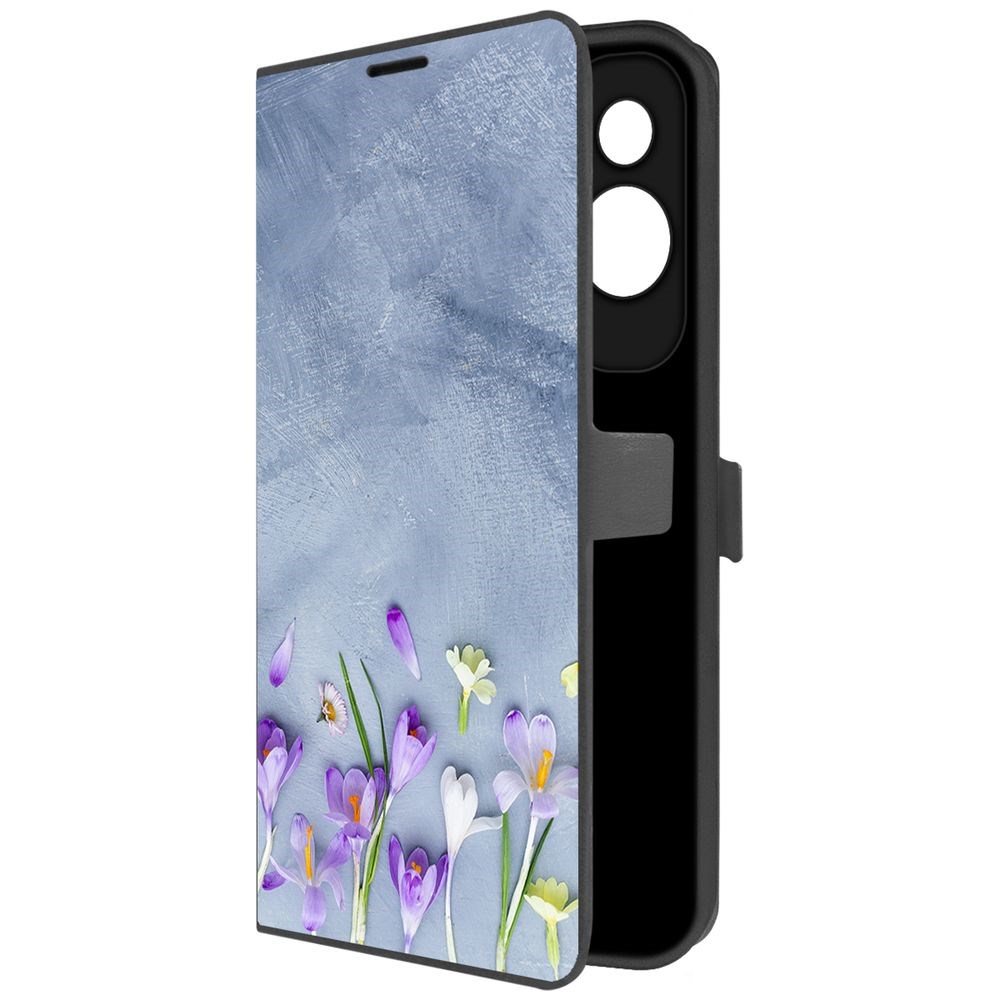 

Чехол-книжка Krutoff Eco Book для Honor 90 Lite Цветочное настроение (черный)