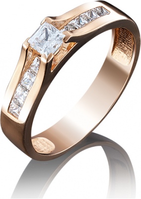 

Кольцо из красного золота с фианитом р. 17 PLATINA jewelry 01-4943-00-501-1110-38, 01-4943-00-501-1110-38