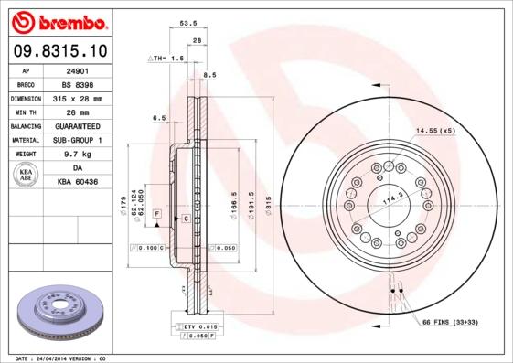 

Тормозной диск brembo 09831510