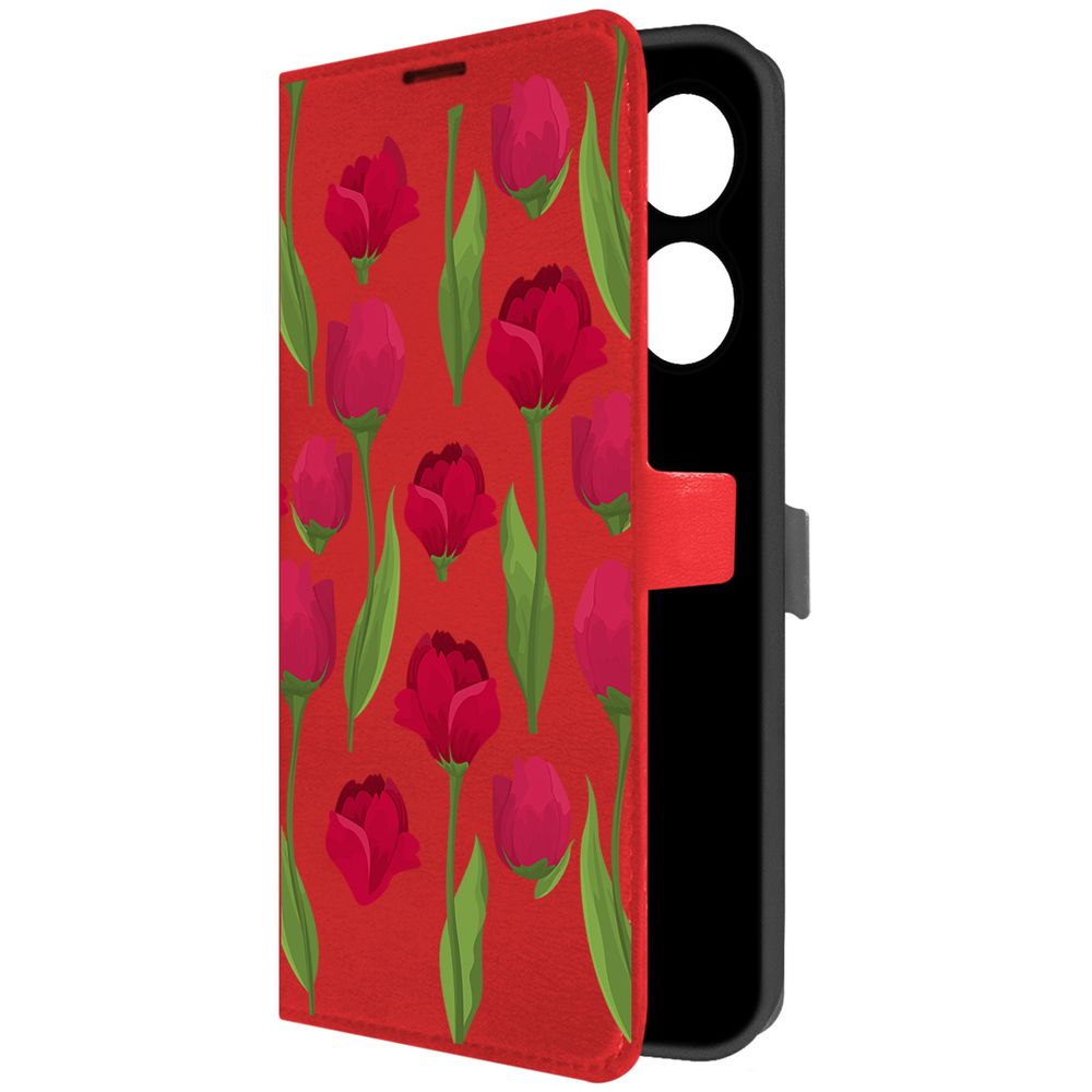 

Чехол-книжка Krutoff Eco Book для Honor X7a Plus Розы паттерн (красный)