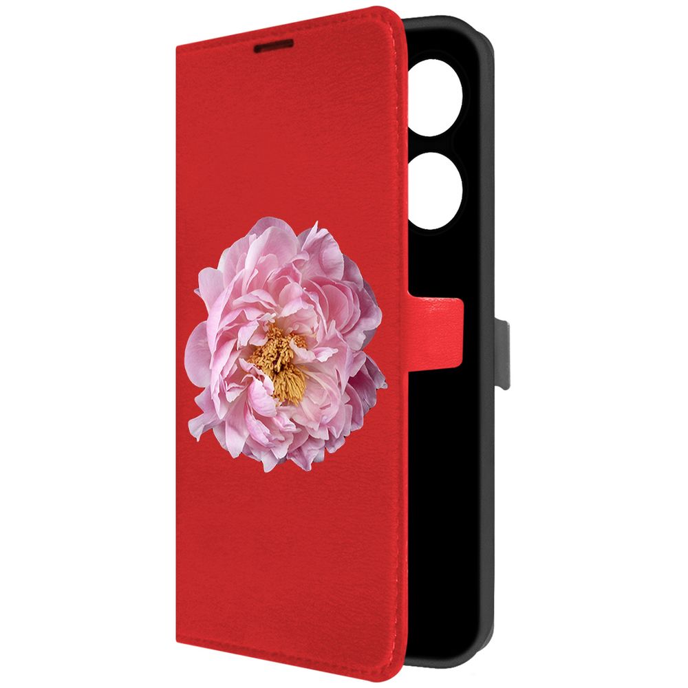 

Чехол-книжка Krutoff Eco Book для Honor X7a Plus Розовый пион (красный)