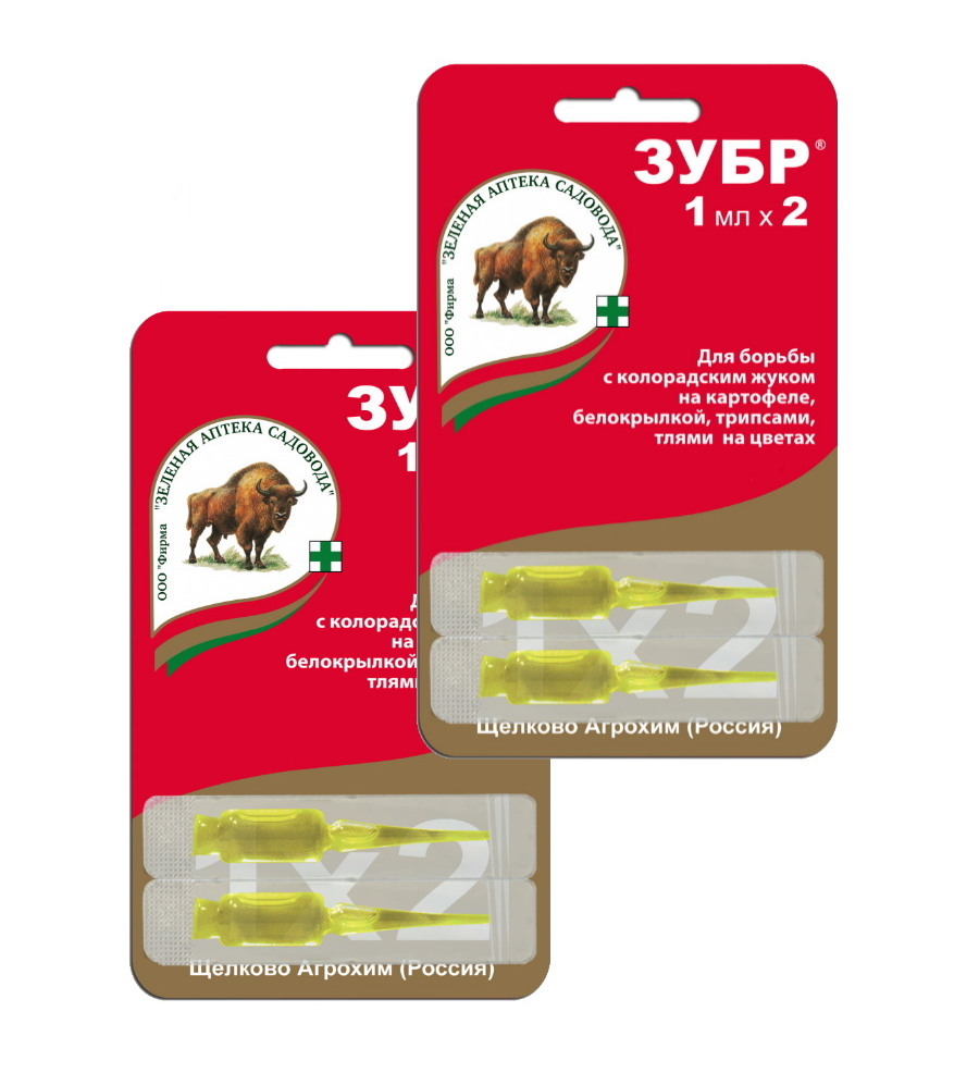 

Инсектицид Зеленая аптека садовода Зубр 91905 1 мл х 2 шт. х 2 упаковки, Комплект Инсектицидное средство Зубр 2 шт. x 1 мл. x 2 уп.