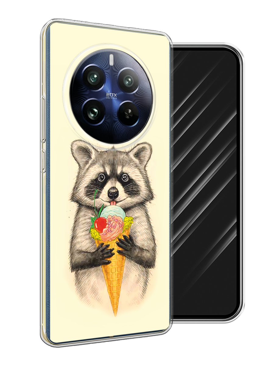 

Чехол Awog на Realme 12 Pro "Енот с мороженым", Бежевый;серый, 2516150-1