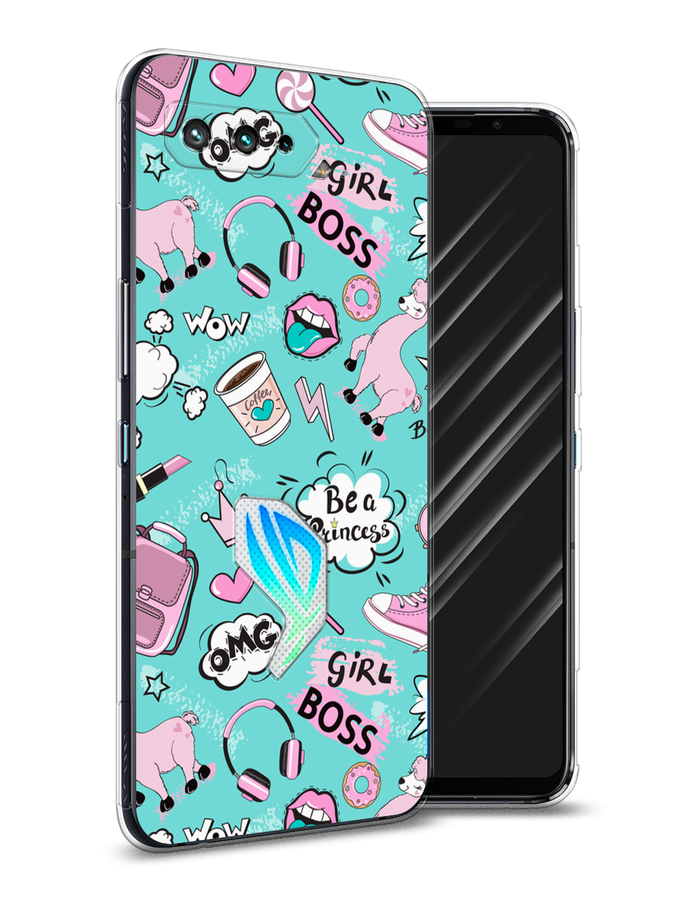 

Чехол Awog на Asus ROG Phone 5 "Стильная лама", Голубой;белый;розовый, 44250-1