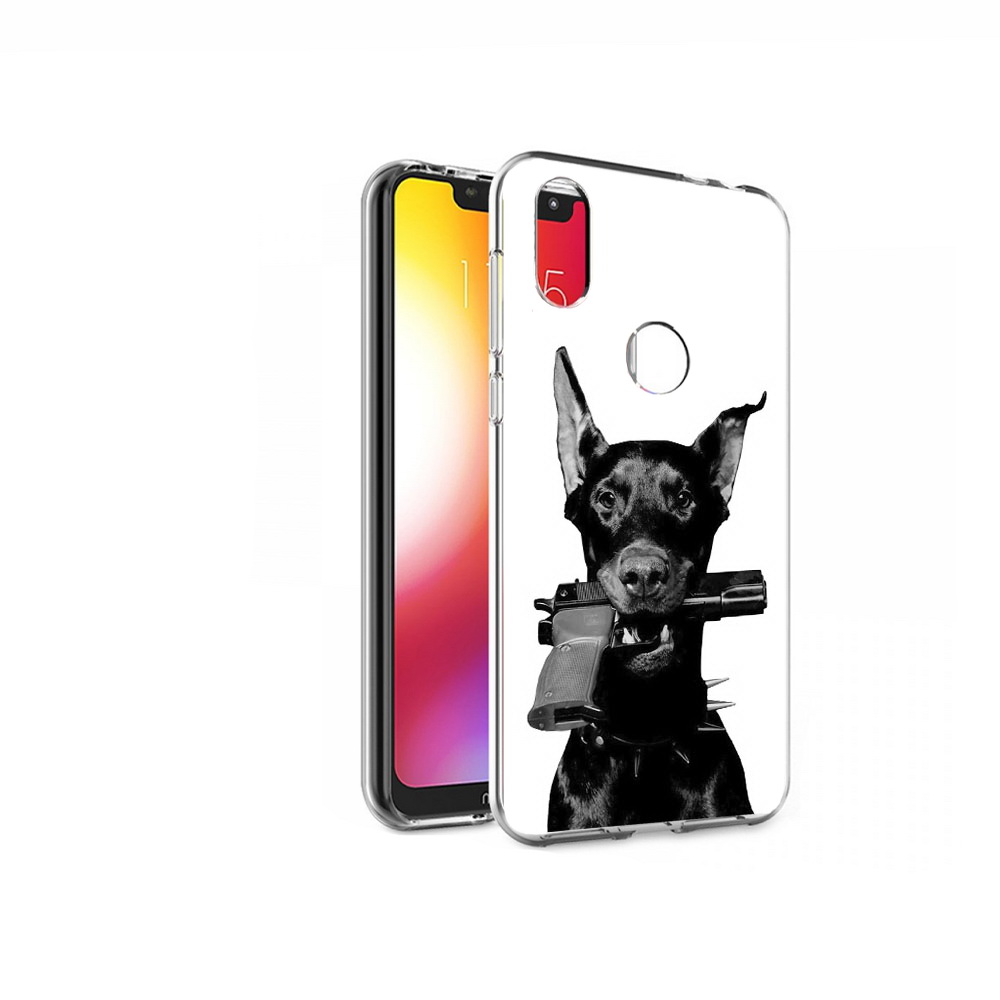

Чехол MyPads Tocco для Motorola One доберман с пистолетом (PT126881.369.331), Прозрачный, Tocco