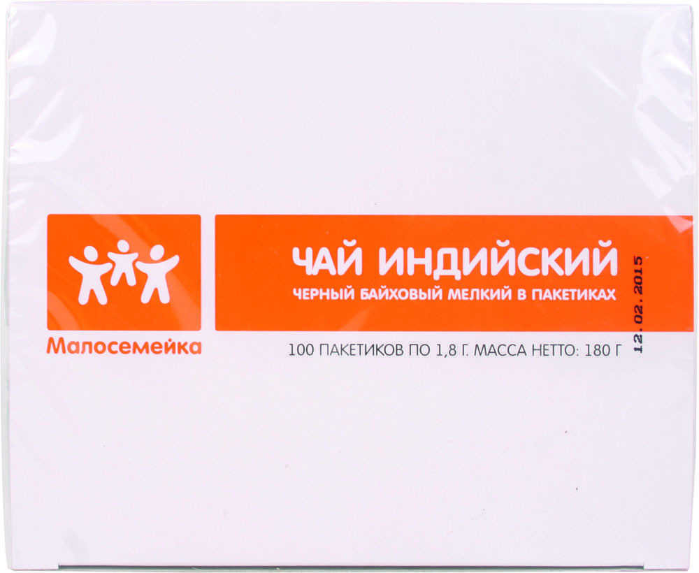 

Чай черный Малосемейка Индийский в пакетиках 1,8 г х 100 шт