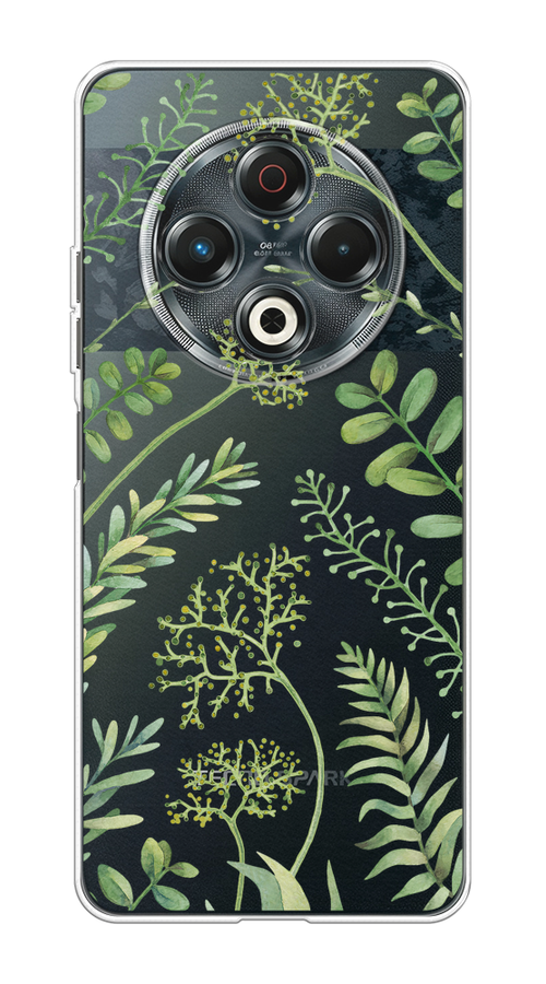

Чехол на Tecno Spark 30 "Green Leaves", Зеленый;прозрачный, 309150-1