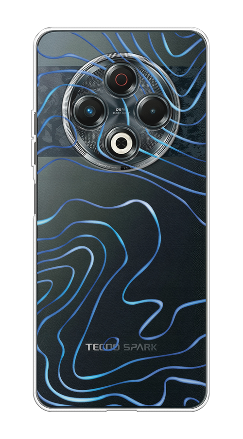 

Чехол на Tecno Spark 30 "Blue lines", Прозрачный;синий, 309150-1