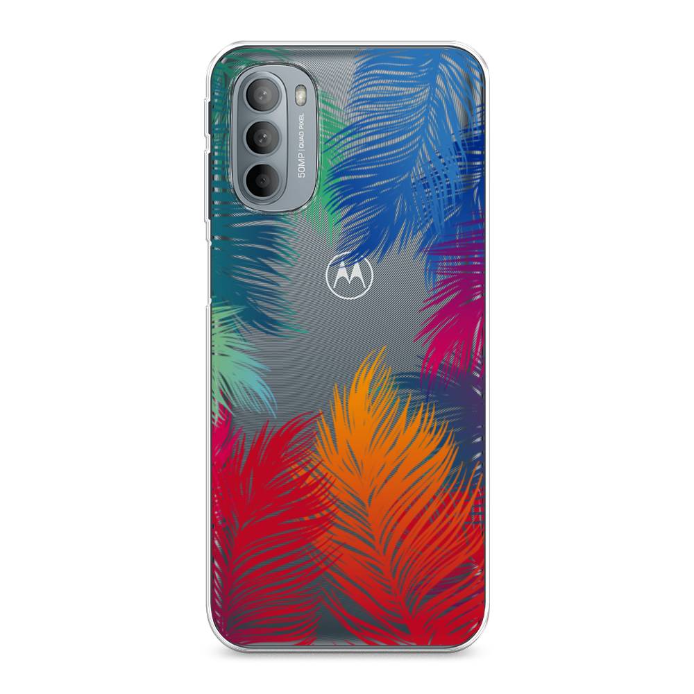 фото Силиконовый чехол "рамка из перьев" на motorola moto g31 awog