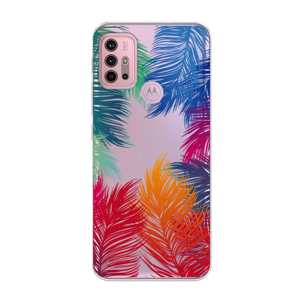 фото Силиконовый чехол "рамка из перьев" на motorola moto g30 awog