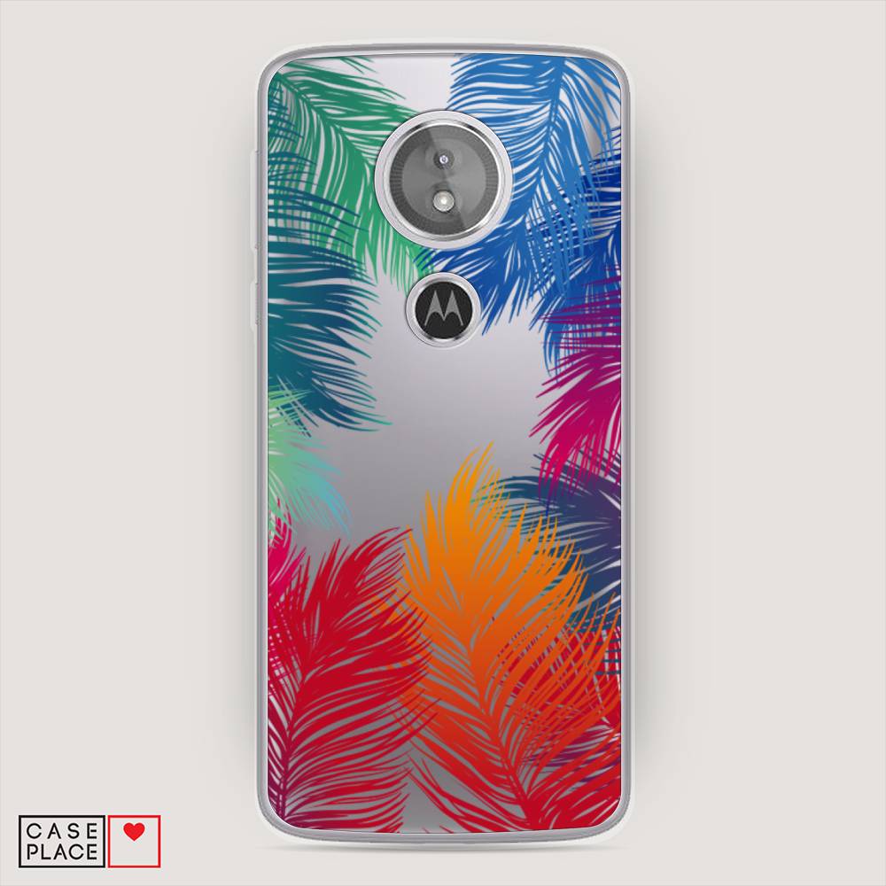 фото Силиконовый чехол "рамка из перьев" на motorola moto e5 awog