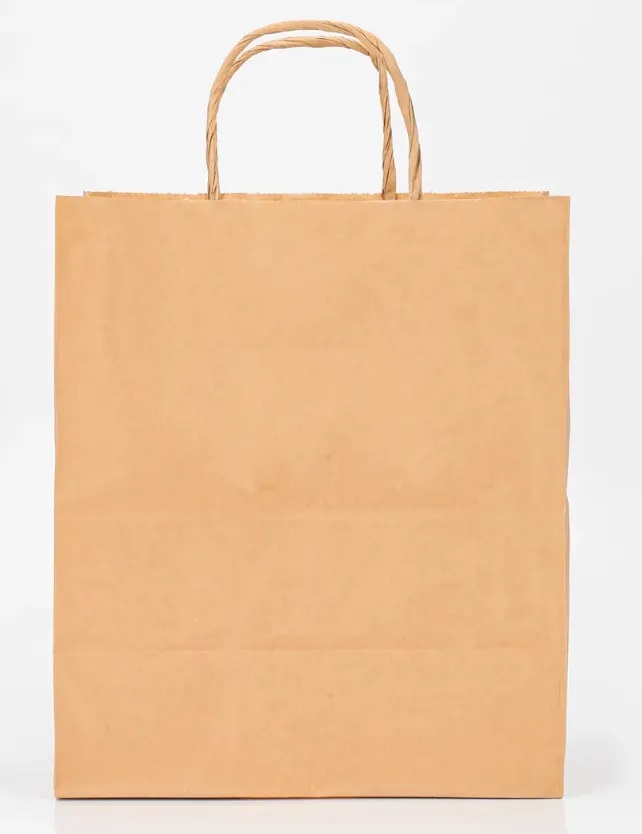 

Крафт пакет бумажный с ручками 25 шт, 29х12х32 подарочный из крафтовой бумаг пл 80 гр, Коричневый