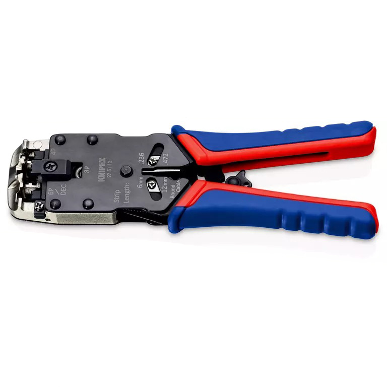 KNIPEX Пресс-клещи для RJ 10/4-пин, RJ 11/12/6-пин, RJ 45/8-пин, L-200 мм, KN-975112