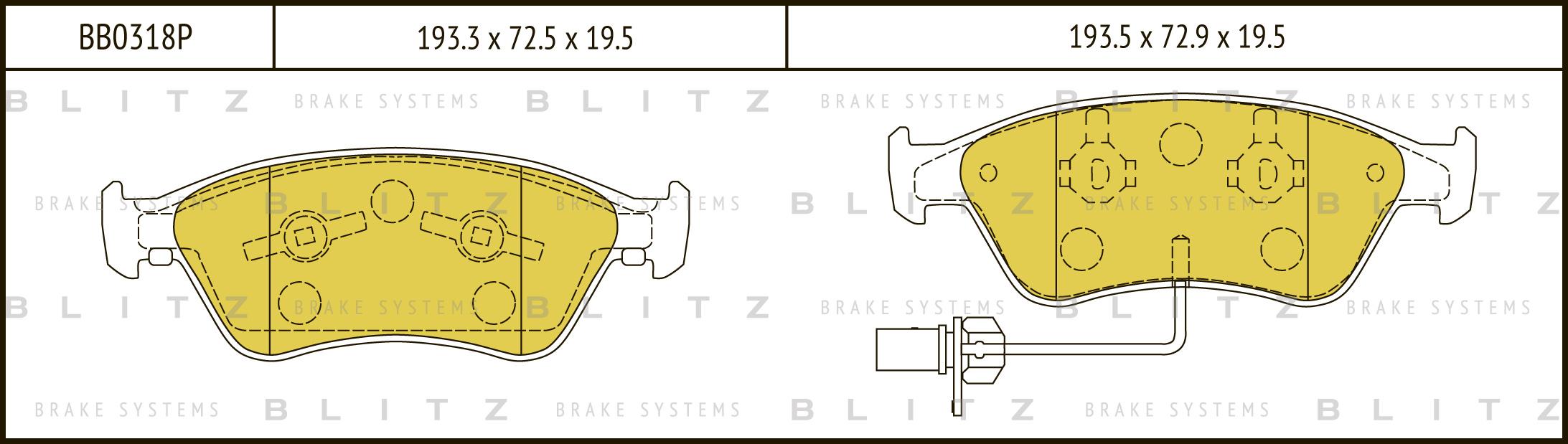 

Комплект тормозных колодок Blitz BB0318P