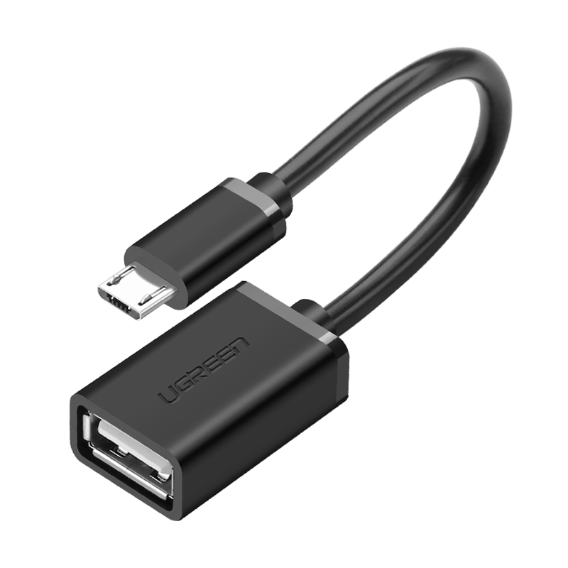 фото Кабель ugreen us133 (10396) micro usb male to usb-a female cable, 10 см, черный