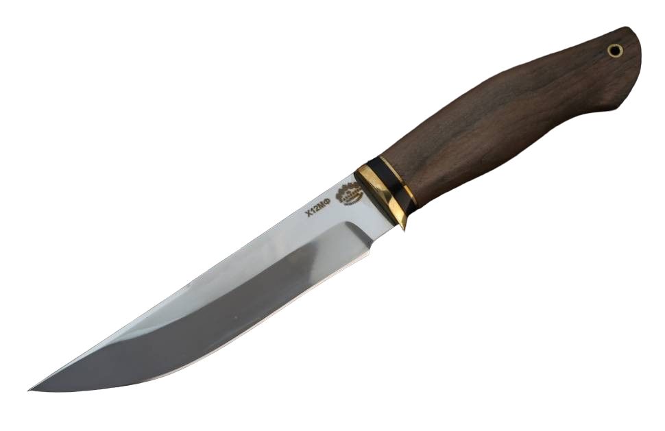 Товарищество Завьялова нож Граф Н-09, сталь Х12МФ, рукоять латунь, орех
