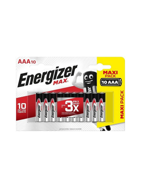 

Батарейка Energizer MAX 1.5 В AAA LR03 10 штук в блистере, Energizer-5