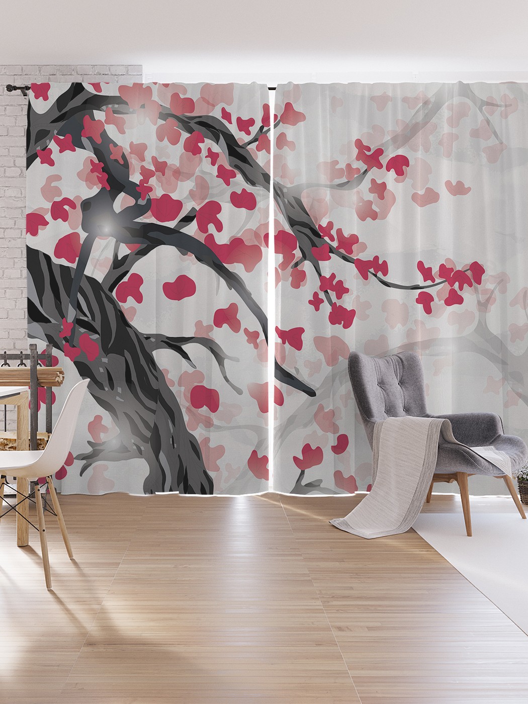 

Шторы под лён JoyArty "Сакура в цвету", серия Oxford DeLux, 340х265 см, Сакура в цвету