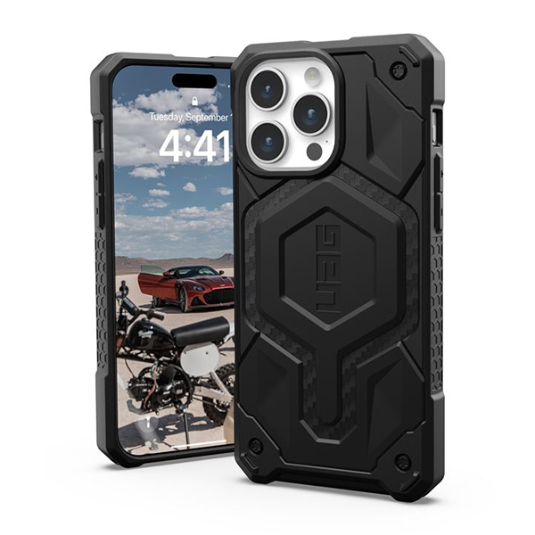 

Чехол UAG Monarch Pro MagSafe для iPhone 15 Pro карбон (Carbon Fiber) (114221114242), Черный, Monarch Pro MagSafe Case