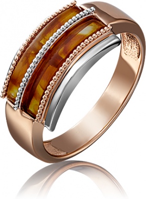 

Кольцо из красного золота р.  PLATINA jewelry 01-5169-00-271-1110-46, янтарь, 01-5169-00-271-1110-46