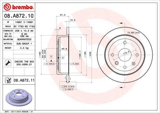 

Тормозной диск brembo 08A87210