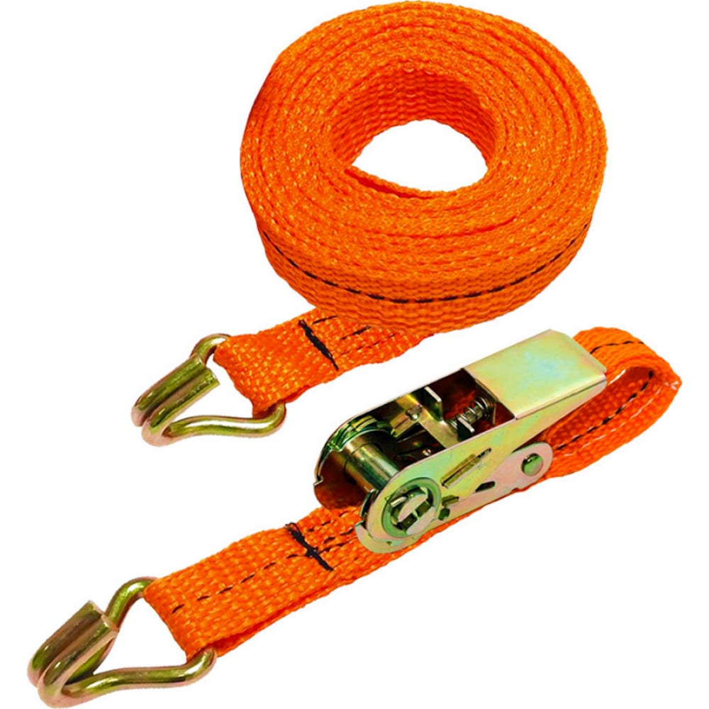 СТРОП-ПРО Стяжной ремень с крюками 25мм, 1,2т, 6м оранжевый SP02983