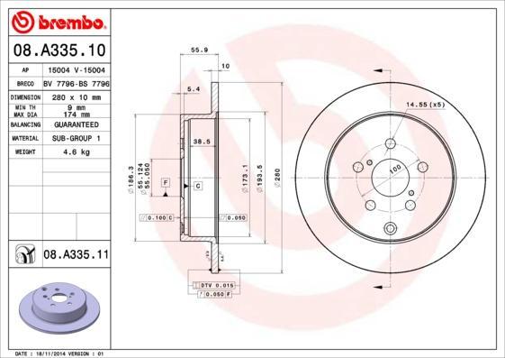 

Тормозной диск brembo 08A33510