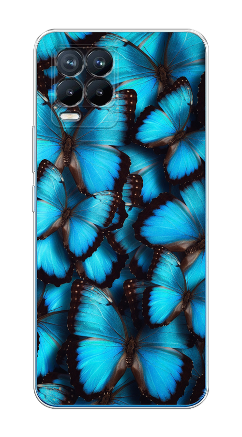 

Чехол на Oppo Realme 8/8 Pro "Тропическая бабочка 2", Голубой;черный, 255450-1