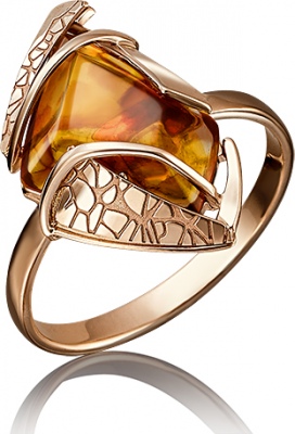 

Кольцо из красного золота р. 16 PLATINA jewelry 01-5118-00-271-1110-46, янтарь, 01-5118-00-271-1110-46