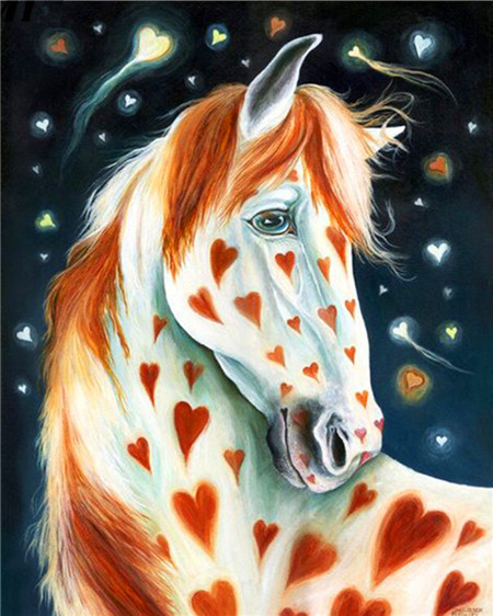 фото Алмазная мозаика стразами ripoma лошадь с сердечками 00114229 30х40 см