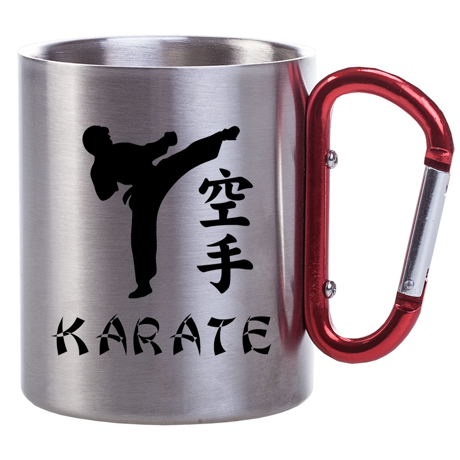 фото Металлическая кружка drabs с карабином karate - черный силуэт