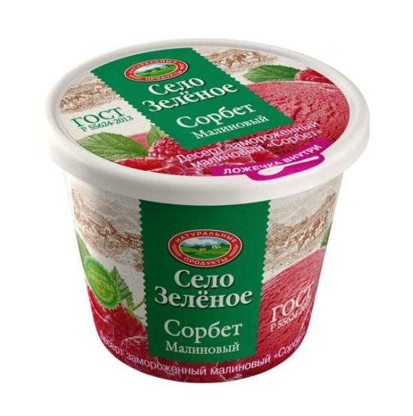

Сорбет Село Зеленое малиновое 12% 60 г