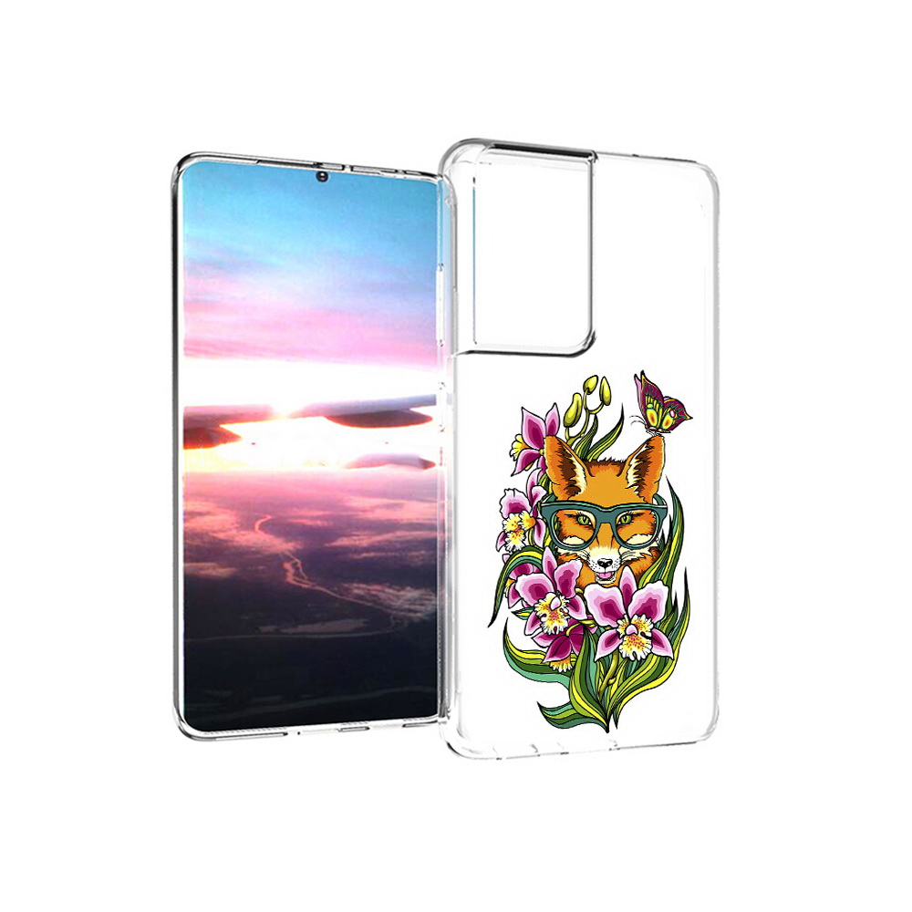 

Чехол MyPads Tocco для Samsung Galaxy S21 Ultra Лиса в цветах (PT157307.497.108), Прозрачный, Tocco